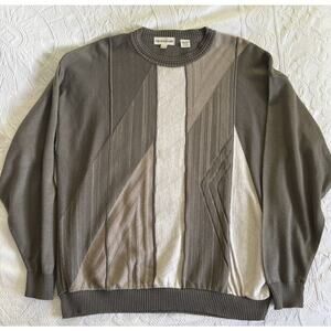 Vintage Pronto Uomo Knit Pullover Sweater Men's XL Long Sleeve Beige Acrylic USA